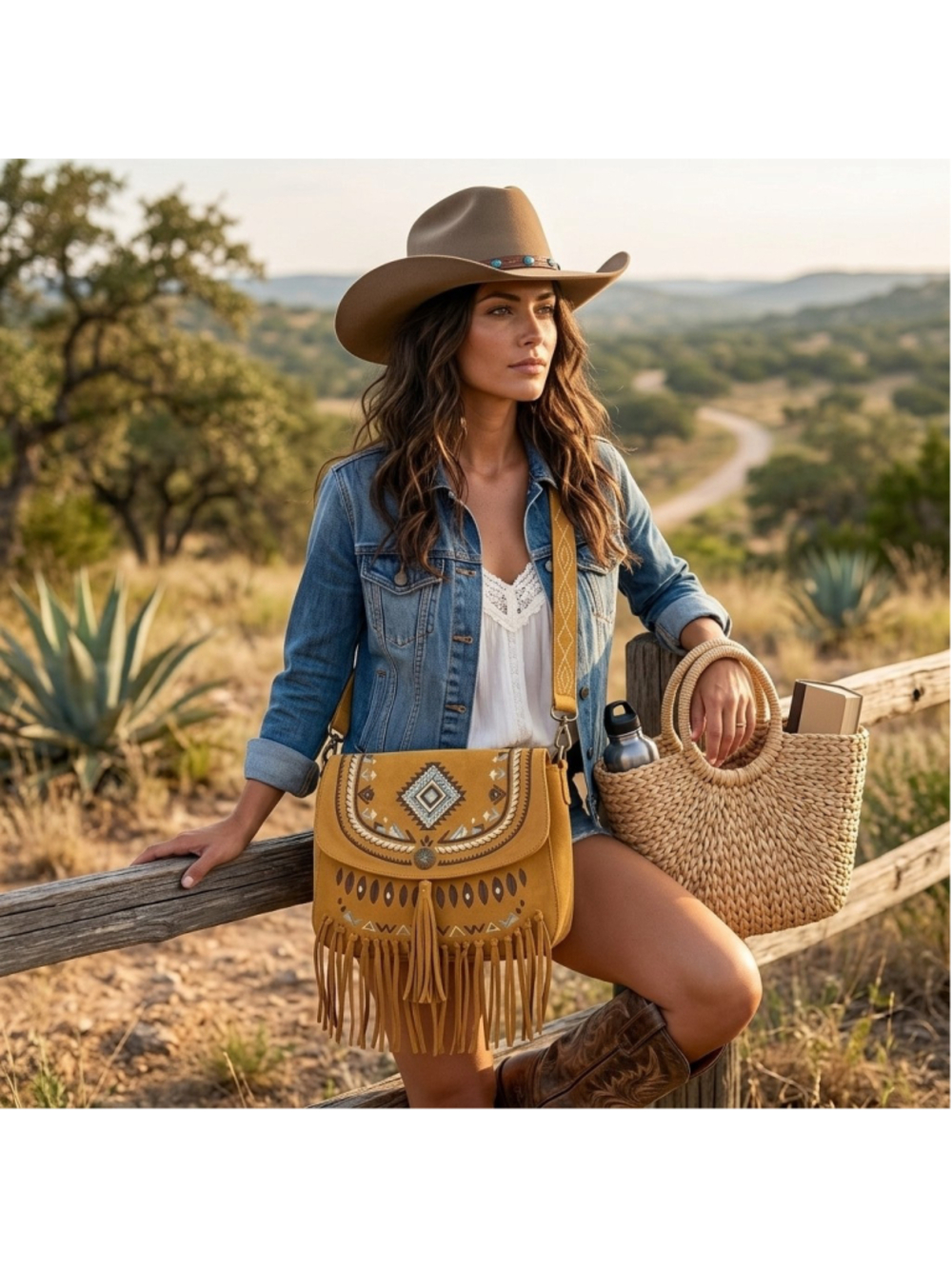 American Darling Texas Spirit Boho Fringe Crossbody Satchel